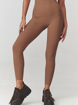 Colanți damă, tricot prăfuit cu nervuri și talie înaltă, caramel – C30