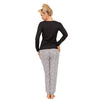 Pijama damă luxury, 2 piese, bumbac, essential long, negru - PANTERA