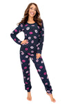 Kiss Long - imprimeu integral - imprimeu cu buze pe bumbac bleumarin, mărimi 36/S–44/XXL