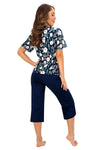 Pijama IRENE 3/4 văzută din spate, bluză din viscoză cu imprimeu floral