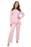 Pijama viscoză cu dantelă „Ramona long” — roz pudrat — DONNA