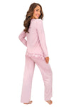 Pijama viscoză cu dantelă „Ramona long” — roz pudrat — DONNA