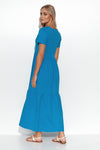 Sukienka maxi z dekoltem w serek blue jeans M549