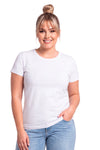 Tricou damă 107 din bumbac, alb, cu mânecă scurtă, văzut din față, mărime mare