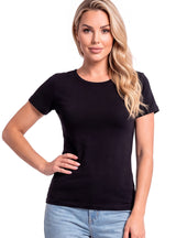 Tricou damă din bumbac, mânecă scurtă, negru - 107
